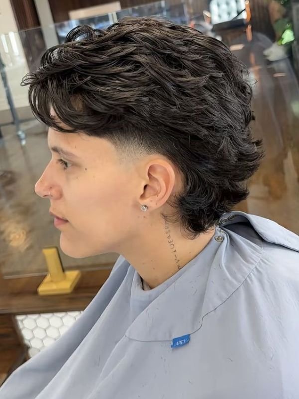 Fluffy Hair Mullet Fade Haircut
