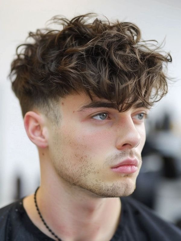 Low Taper Fade Fluffy Hair With Light Waves