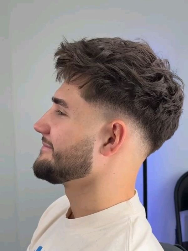 Low Taper Fade Fluffy Hair With Side Part