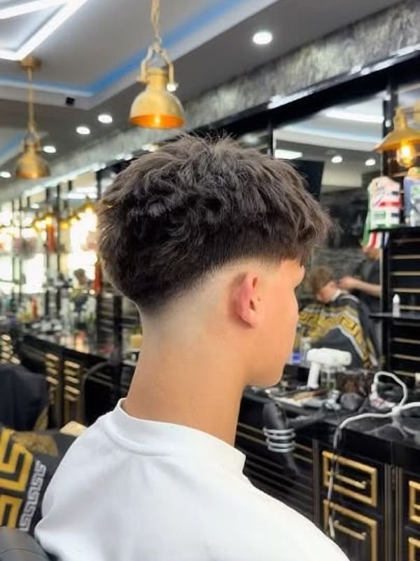 Low Taper Fade Fringe Blowout
