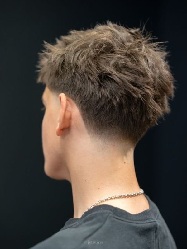 Low Taper Fade Fringe with Highlights