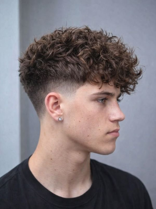 Low Taper Fade Messy Fringe