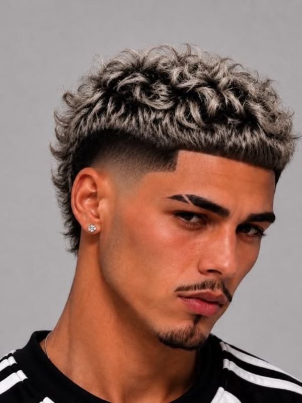 Low Taper Fade Middle Part Blonde Hair