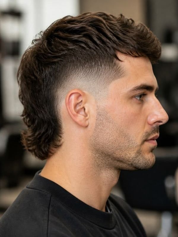 Low Taper Fade Mullet for Men