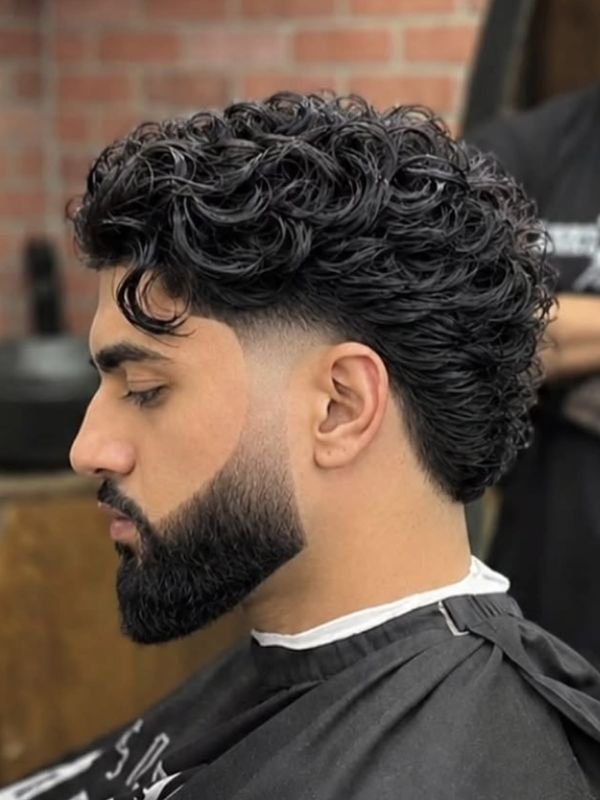 Low Taper Fade Mullet with Beard