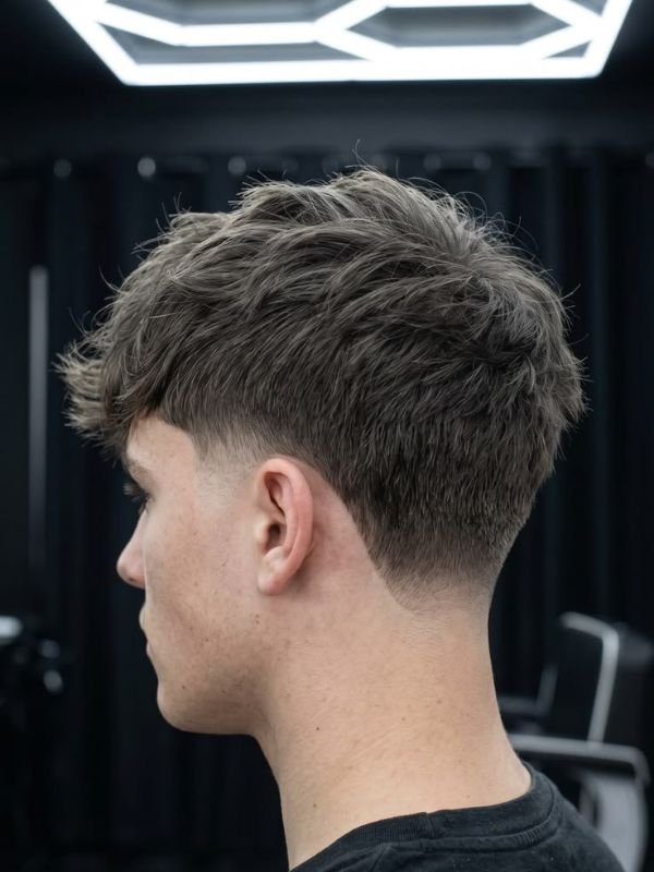 Low Taper Fade Short Fringe