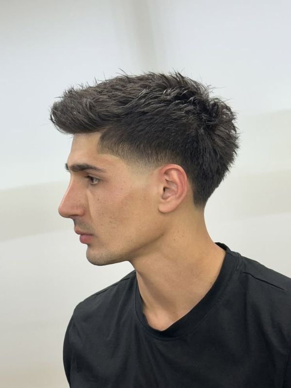 Low Taper Fade Textured Crop for Straight Hair