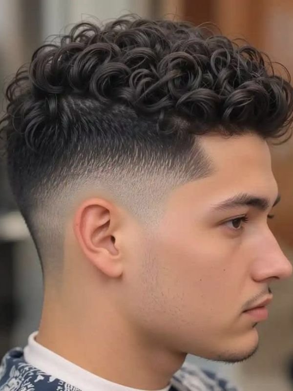 Low taper fade fluffy hair curly hair