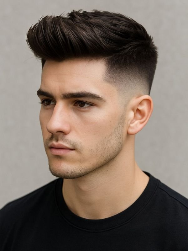 Mid Taper Fade with Textured Fringe Short