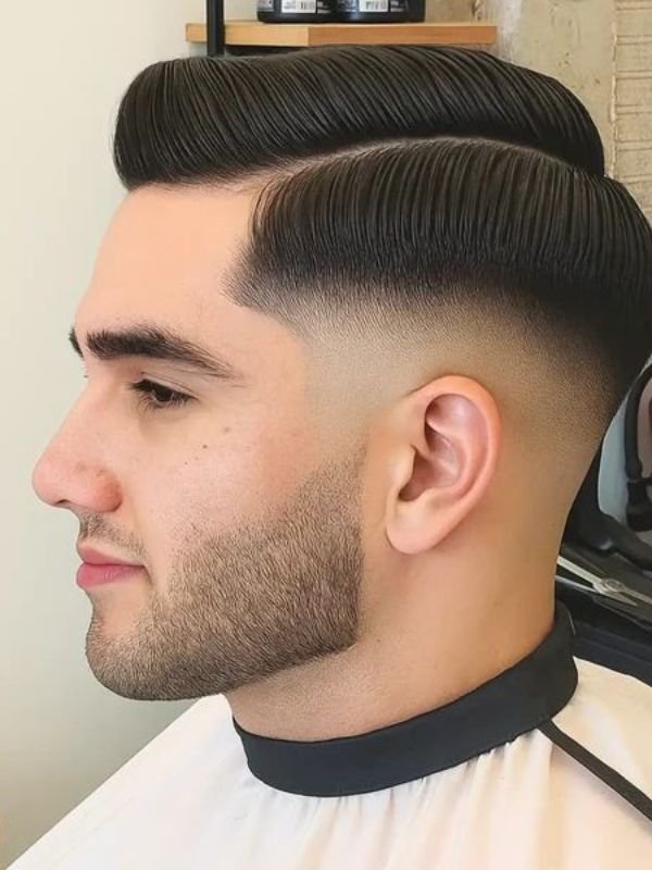 Mid Taper Fade with Textured Fringe Straight Hair