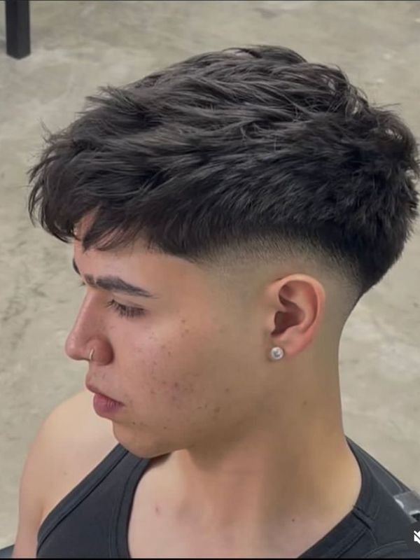 Short Coily Top with Highlights and Low Taper Fade