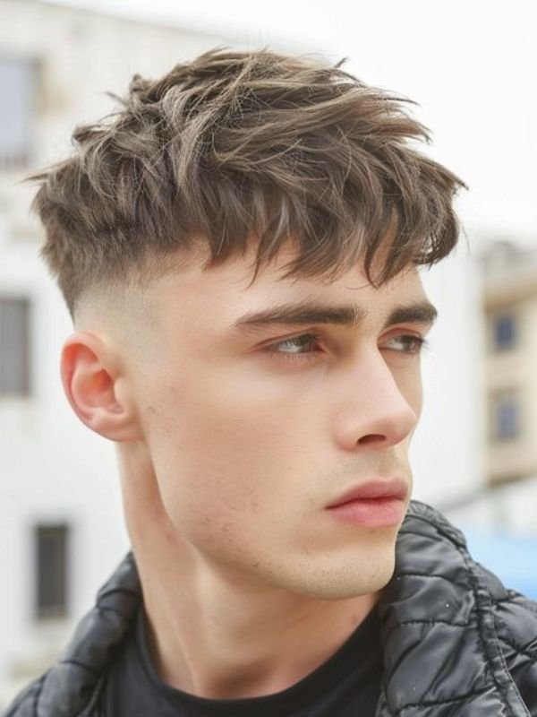 Short Thick Textured Crop with Low Taper Fade
