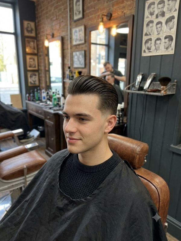 Slick Back with Low Taper Fade