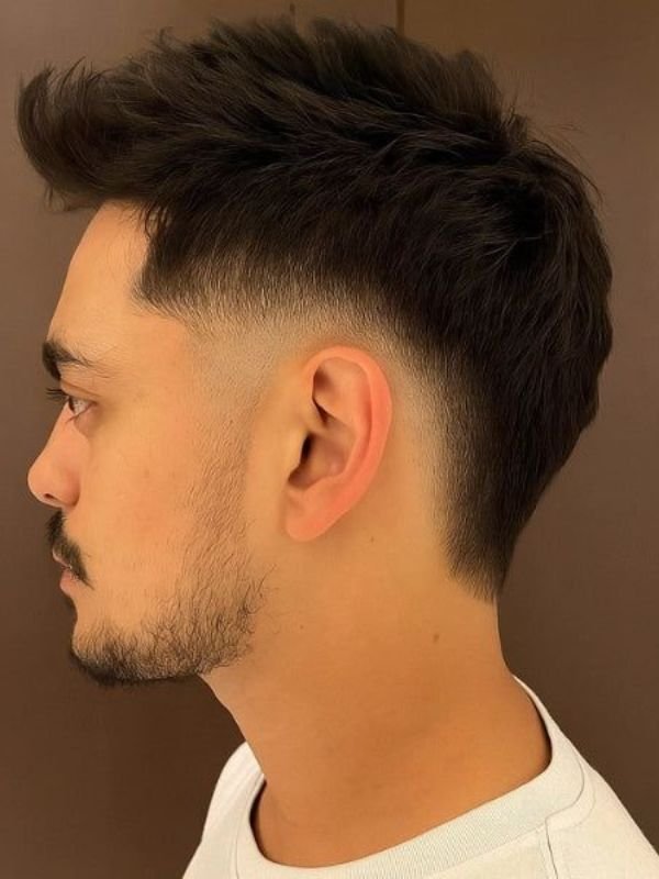 low taper fade mullet wavy hair