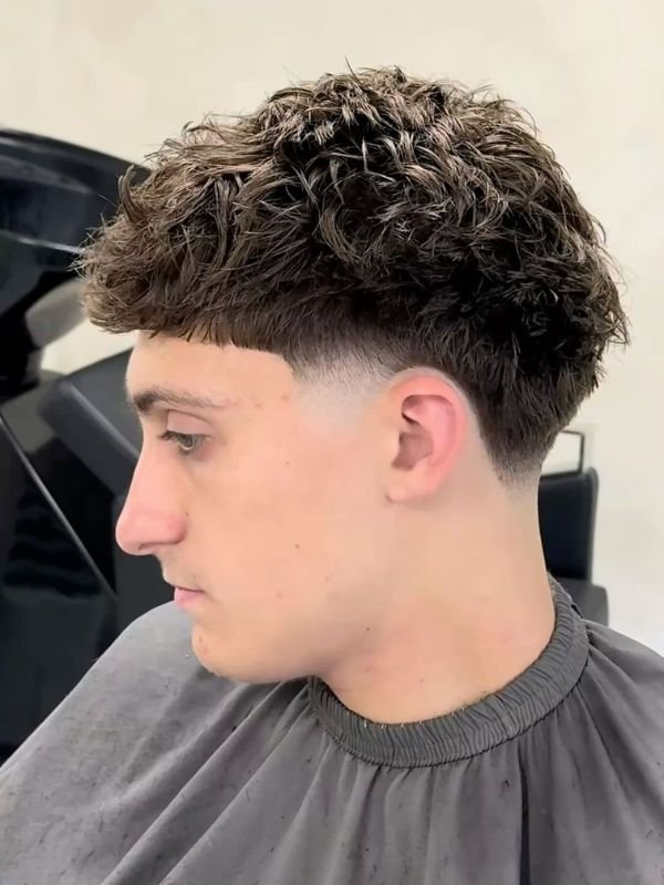 Blowout Taper with Textured Fringe Curly Hair