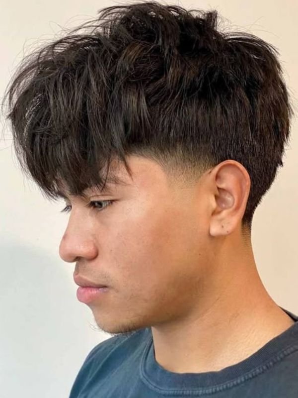 Blowout Taper with Textured Fringe for Asian Hair