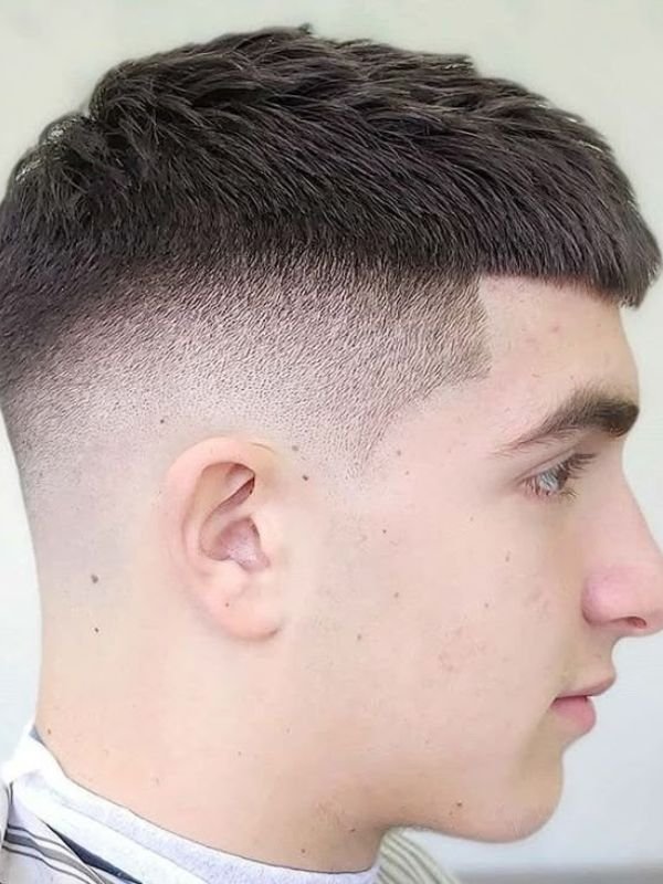 Brushed Forward French Crop with a Mid Fade