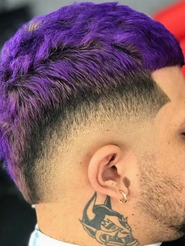 Dyed Hair Burst Fade Buzz Cut