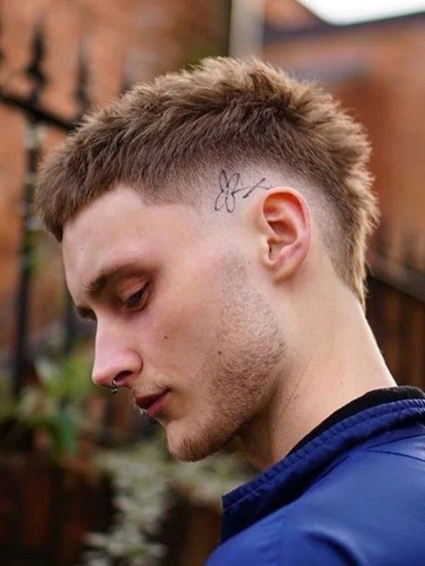 French Crop Burst Fade Mullet