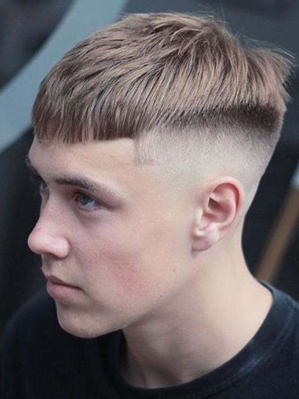 French Crop Mid Fade Straight Hair