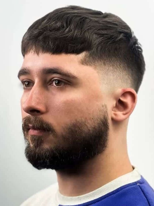 French Crop Mid Fade for Round Face