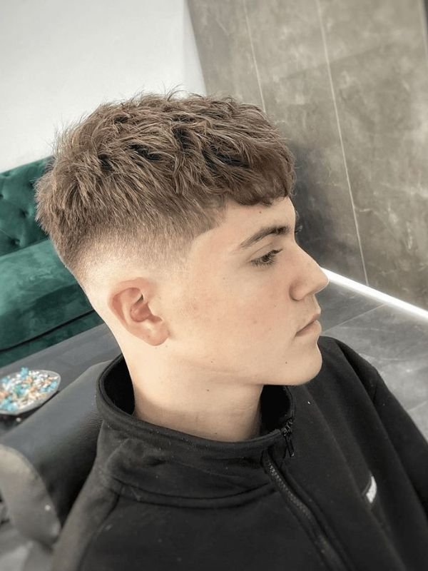 French Crop Textured Fringe Mid Fade