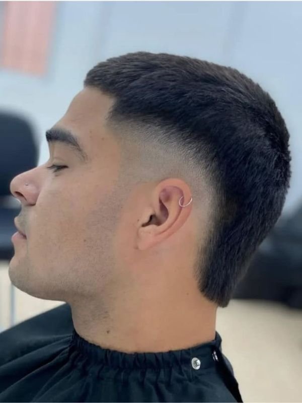 Induction Buzz Cut with Burst Fade