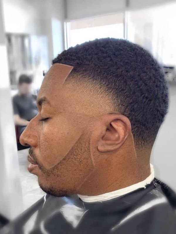 Low Fade Afro with Part