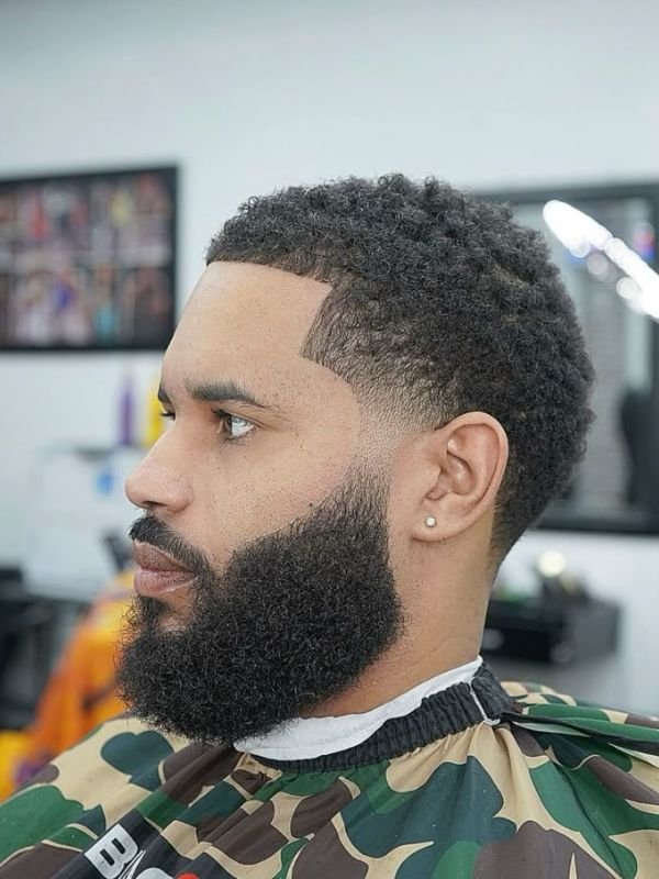 Low Taper Afro with Beard