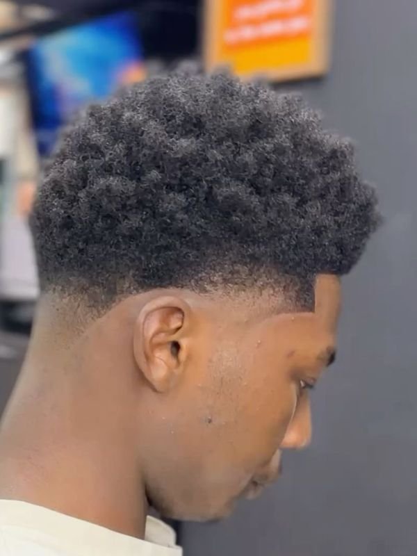 Low Taper Fade Afro Long Hair