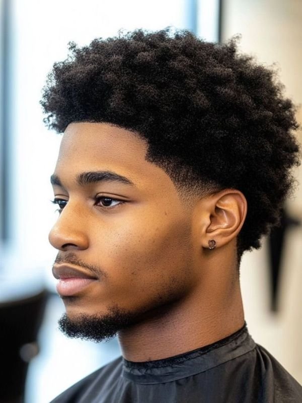 Low Taper Fade Afro for Black Hair