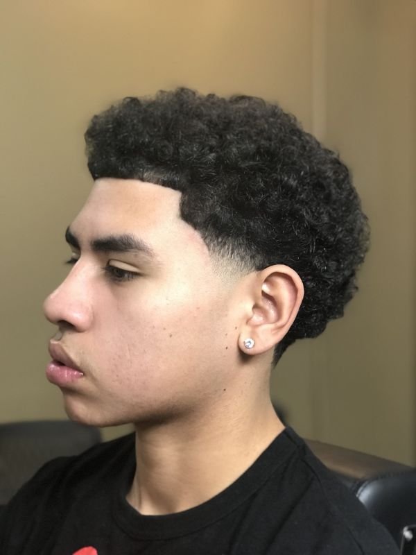 Low Taper Fade Afro with Natural Curls
