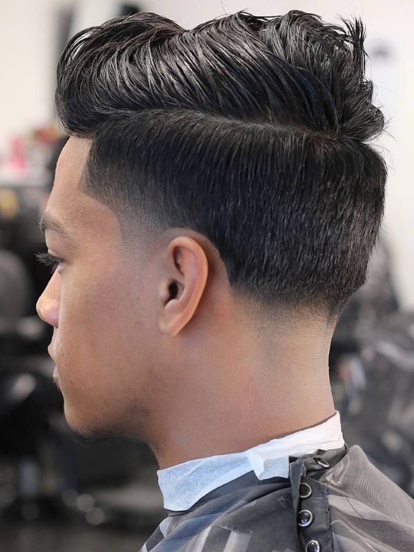 Low Taper Fade Asian Pompadour