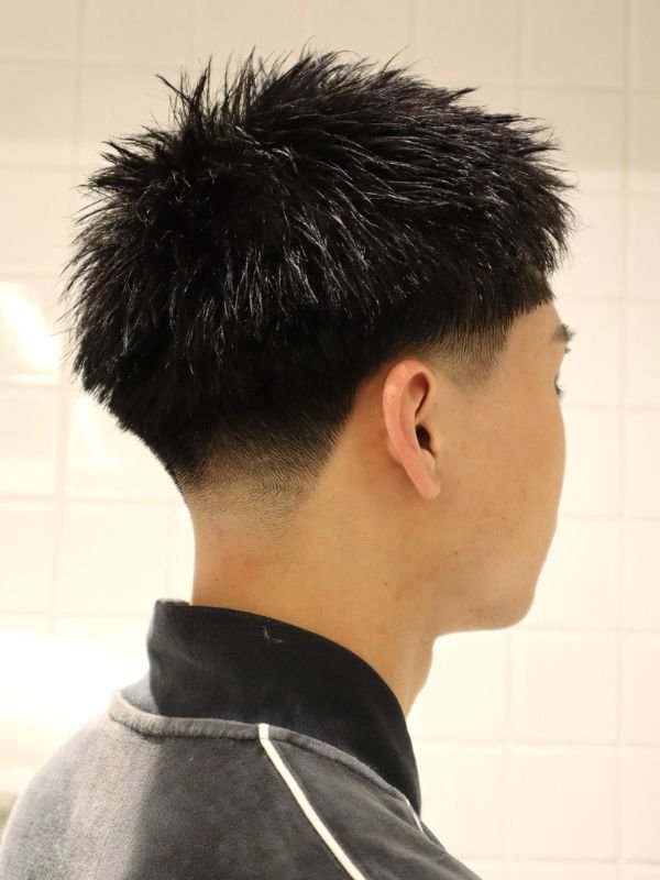Low Taper Fade Asian Spiky Hair