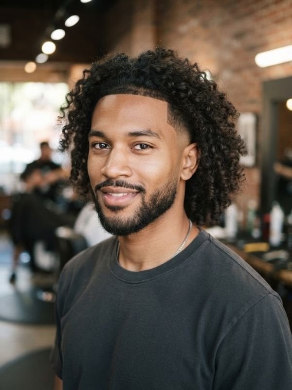 Low Taper Fade Black Male Long Hair