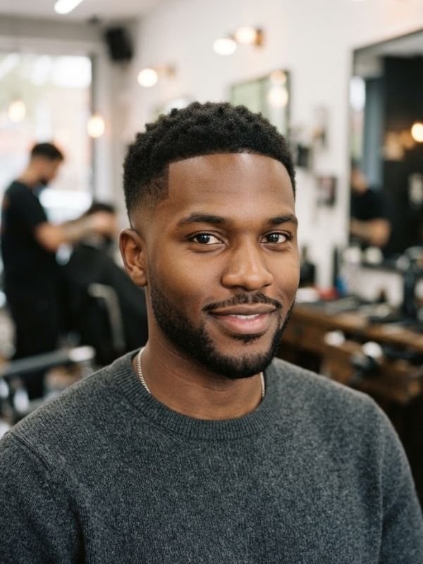 Low Taper Fade Black Male Short Hair