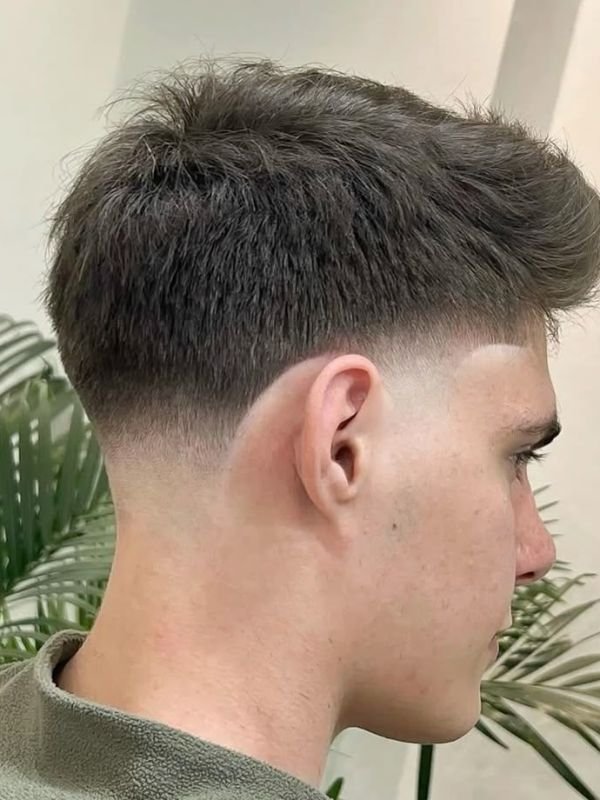 Low Taper Fade French Crop with Hard Part