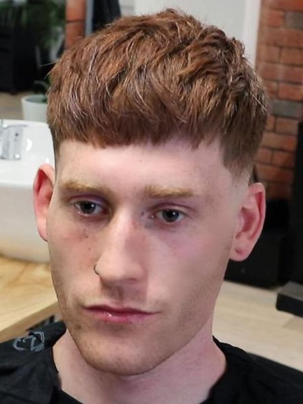 Low Taper Fade French Crop with Textured Fringe