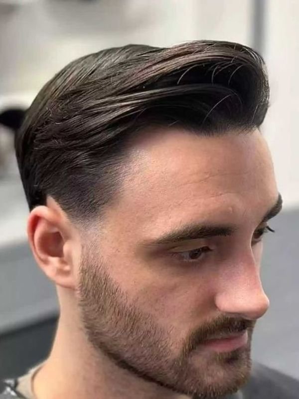 Low Taper Fade Quiff for Straight Hair