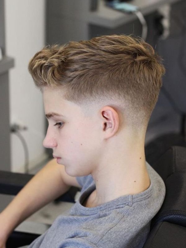 Low Taper Fade Quiff for Teen Boys