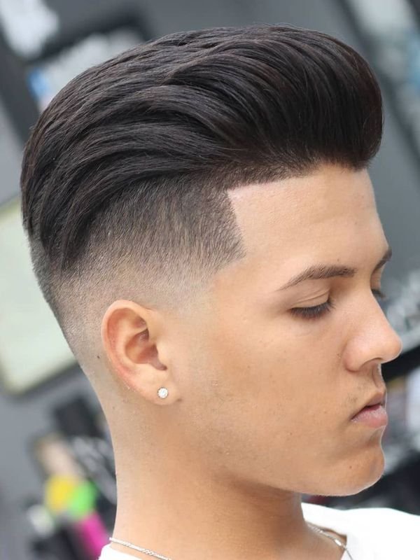 Low Taper Fade Quiff with Line Up