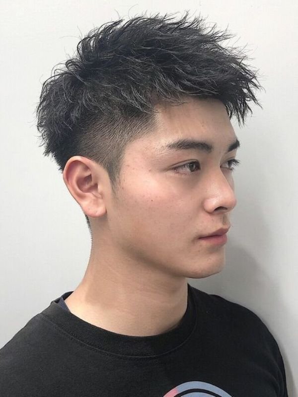 Low Taper Fade with Asian Messy Hair