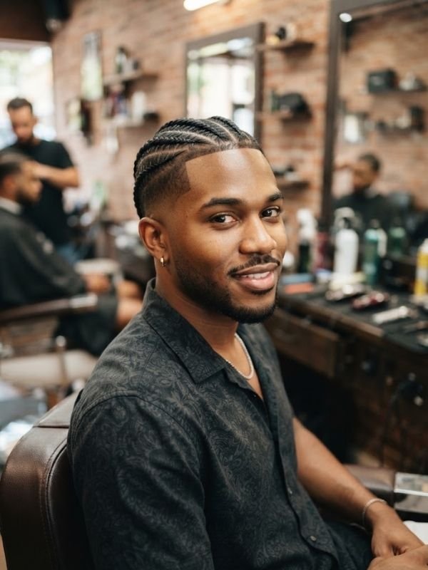 Low Taper Fade with Cornrows