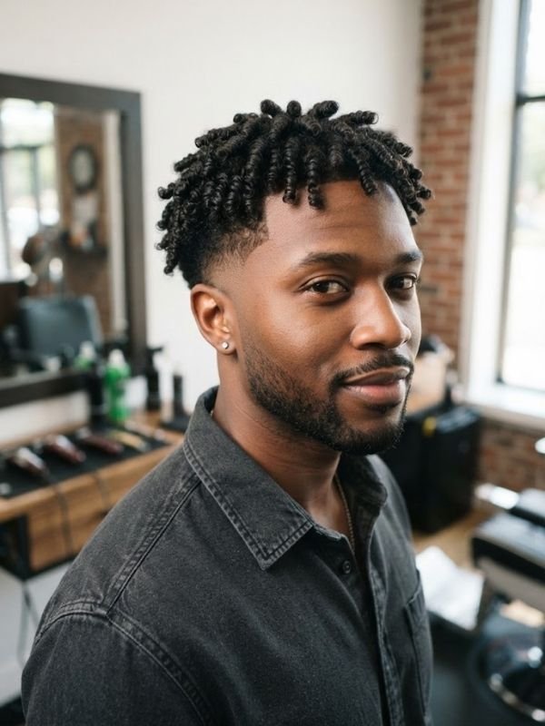 Low Taper Fade with Finger Coils