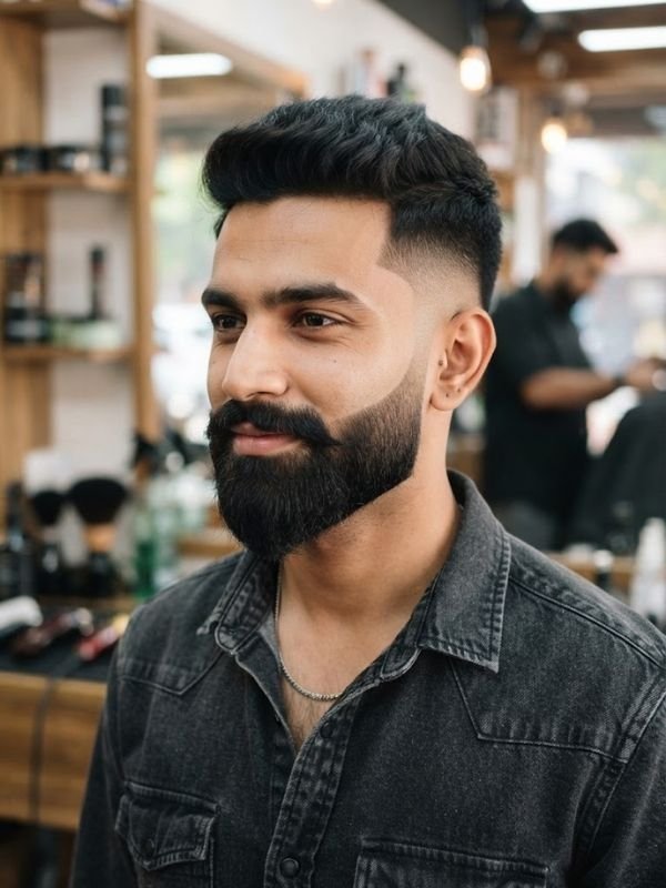 Low Taper Fade with Full Beard