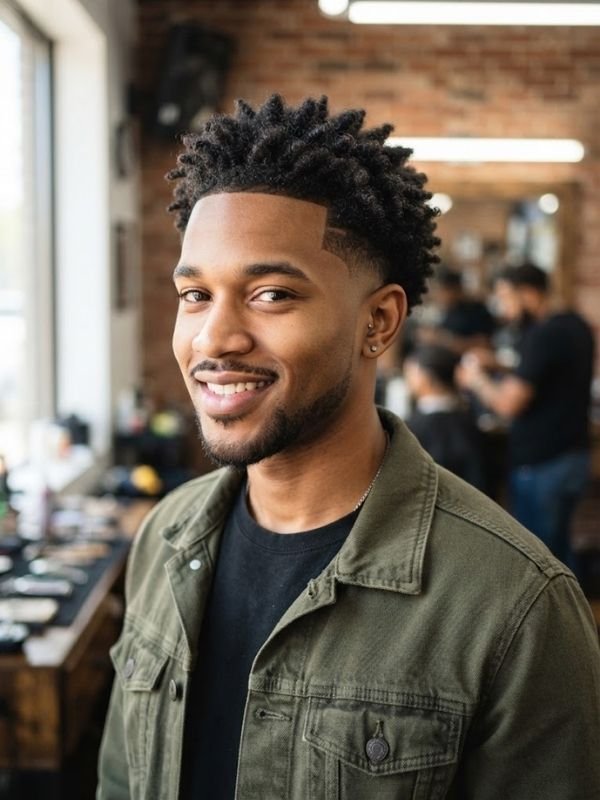Low Taper Fade with Natural Coils