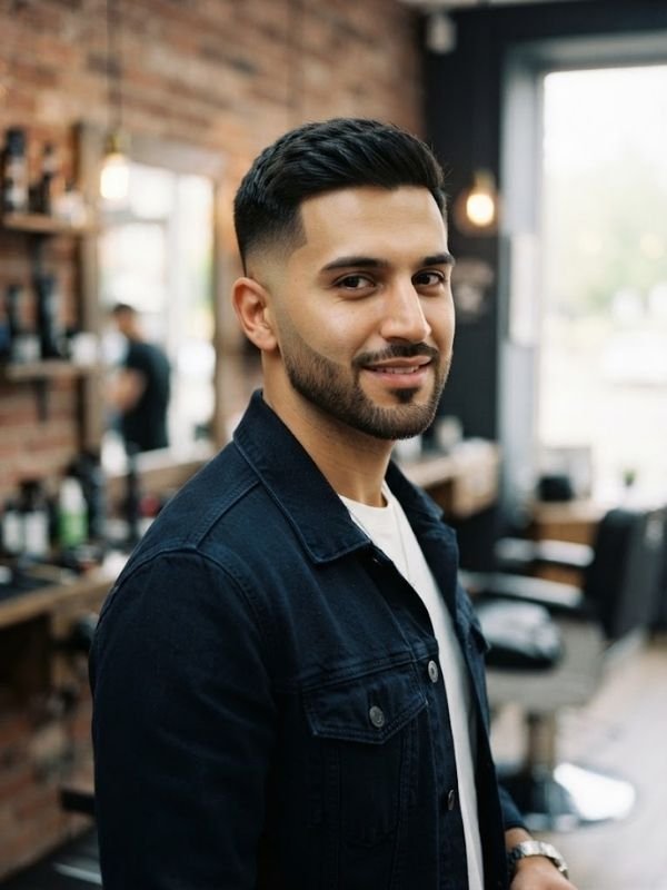 Low Taper Fade with Short Trimmed Beard