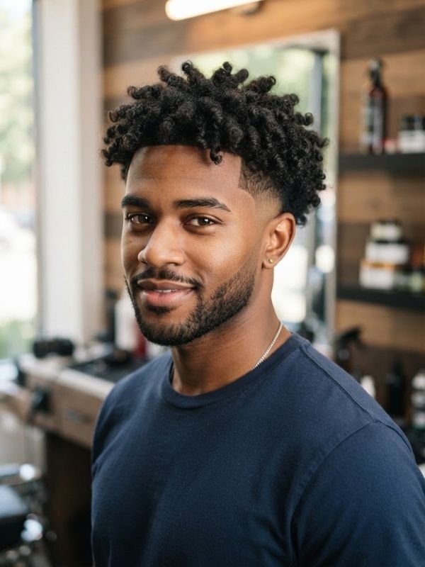 Low Taper Fade with Sponge Curls