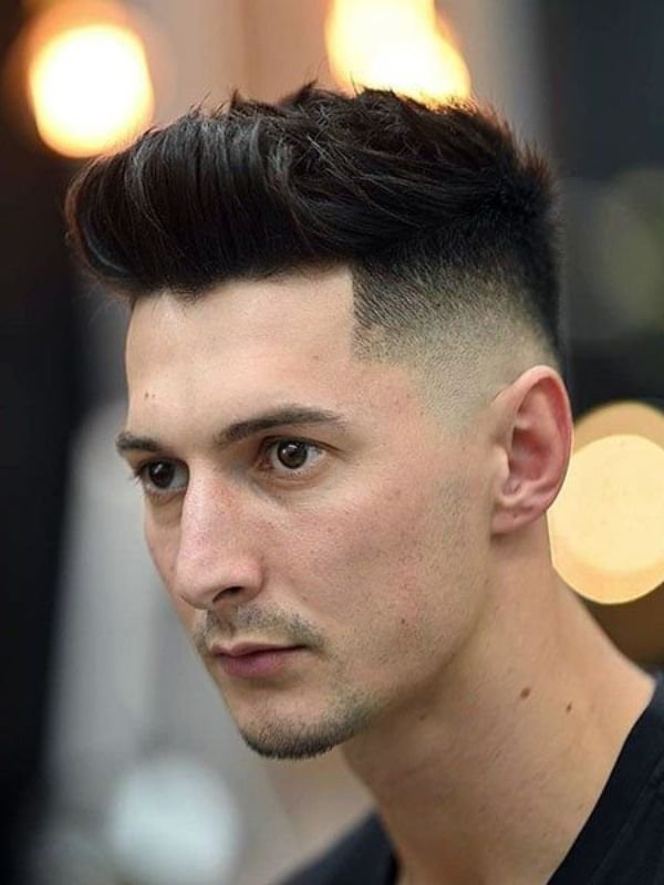 Matte Finish Low Taper Fade Quiff Haircut