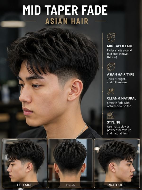 Mid Taper Fade Asian Hair